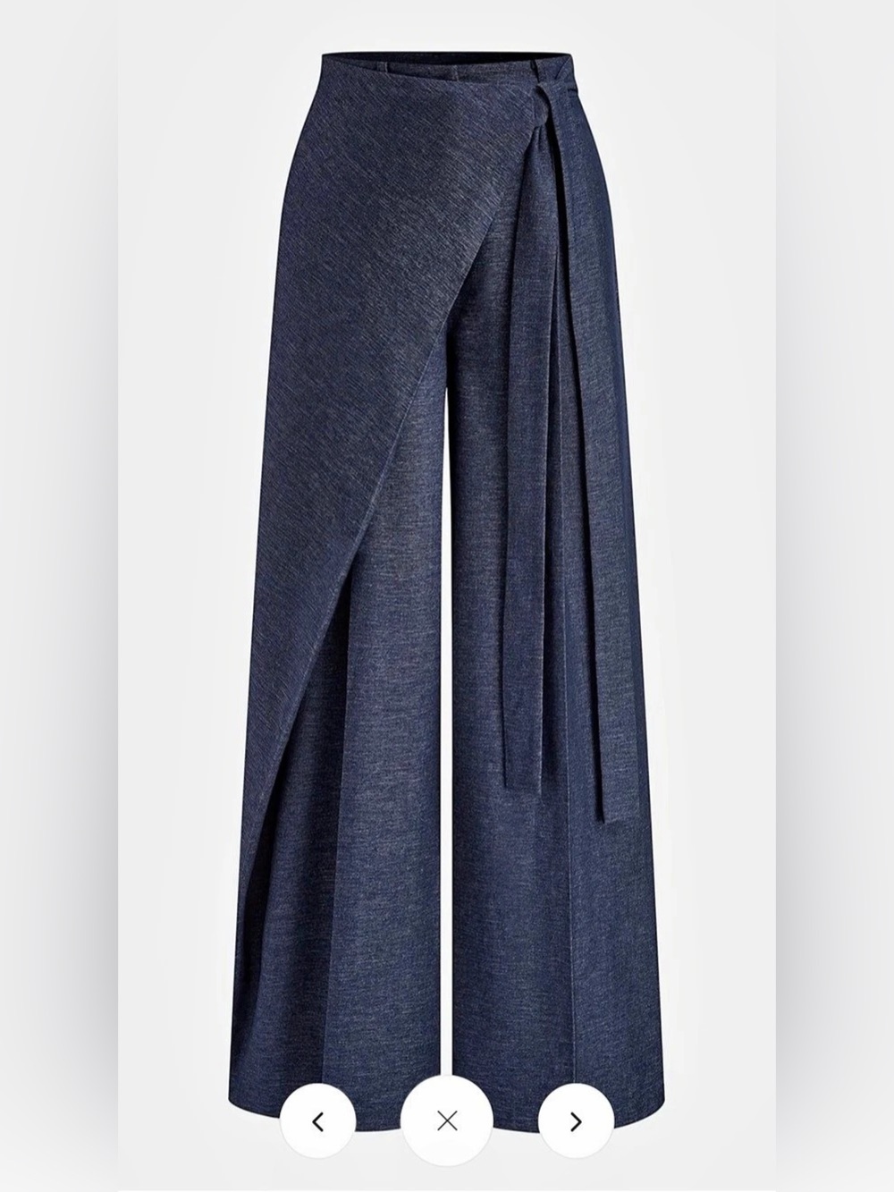 Commense Asymmetric Knot-Waist Wide Leg Pants Blue Medium